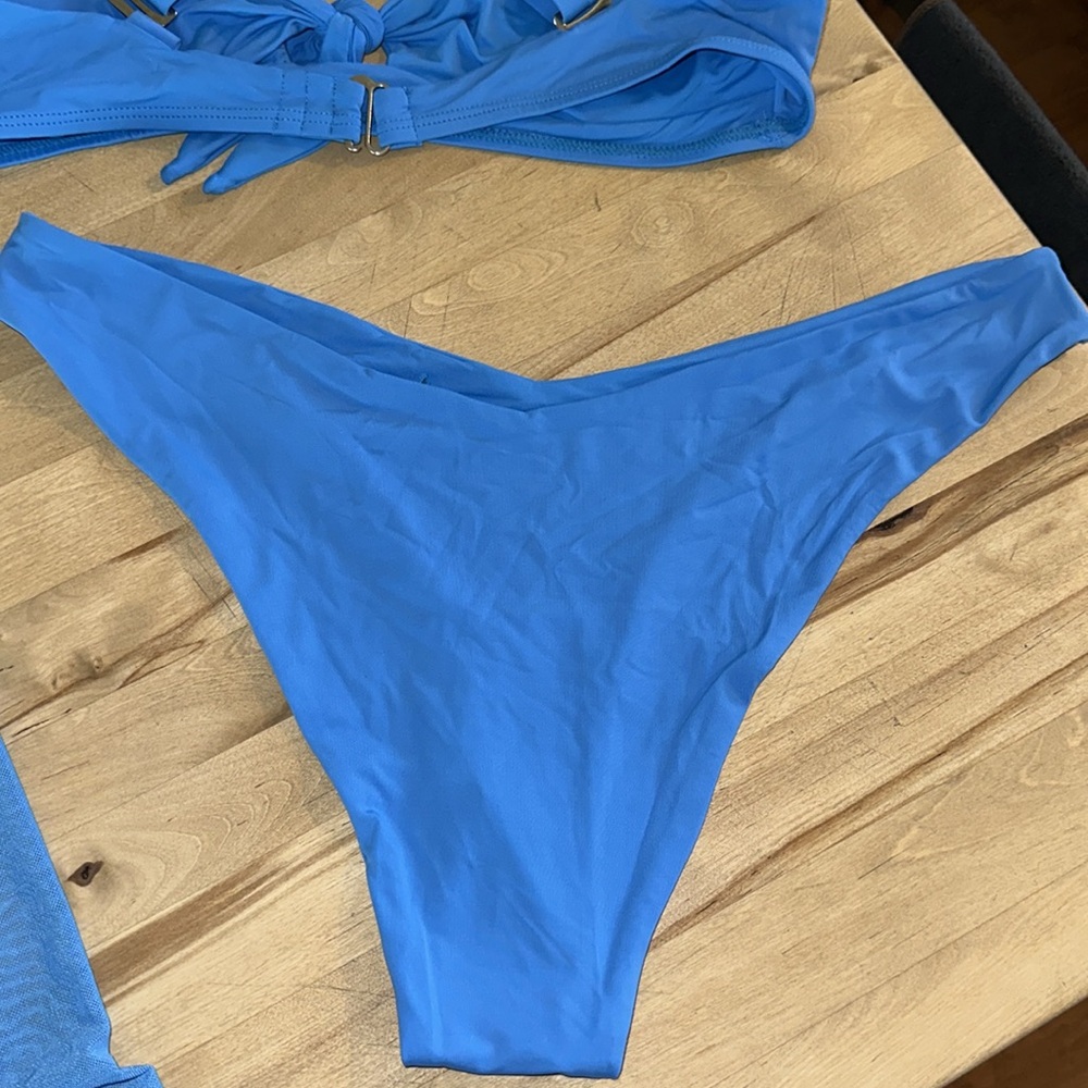 3-Piece TiniBikini Blue Thong Bikini Set - Picture 4 of 8